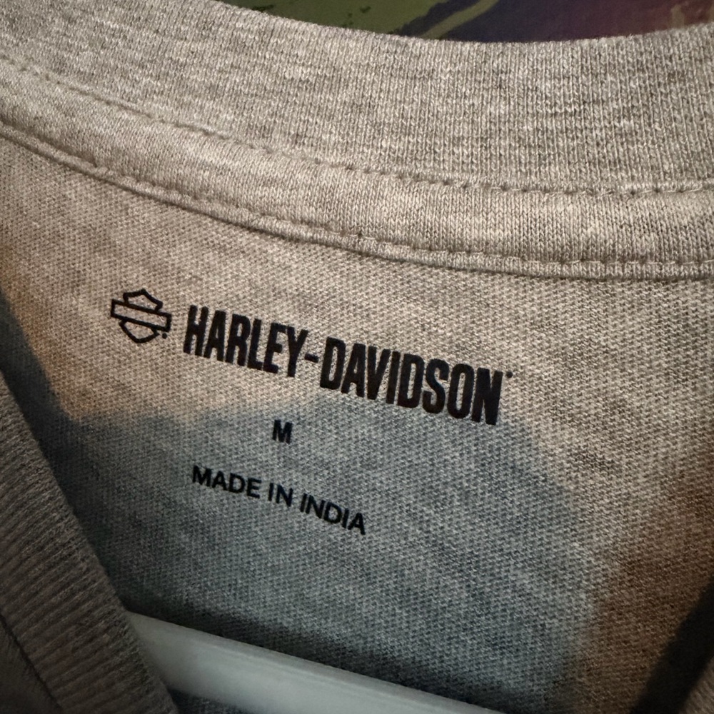 Harley-Davidson Men's Gray Tee with Blue Logo - Picture 3 of 5
